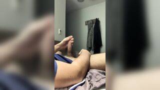 Jerking off with two hands with explosive cumshot - 1 image