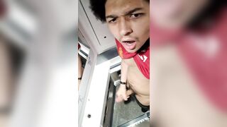 Chav wanks his cock on public train - 10 image