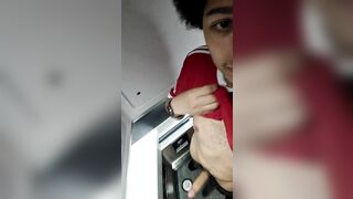 Chav wanks his cock on public train - 2 image