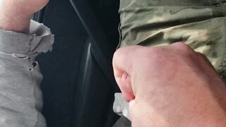 Bear jerks and cums in moving car - 9 image