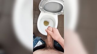 Teen wank his uncut dick in school toilet and cum - 10 image