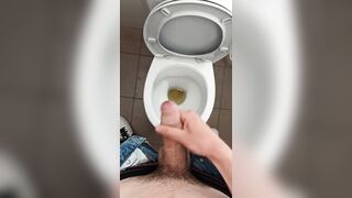 Teen wank his uncut dick in school toilet and cum - 4 image
