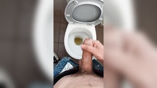 Teen wank his uncut dick in school toilet and cum - 8 image