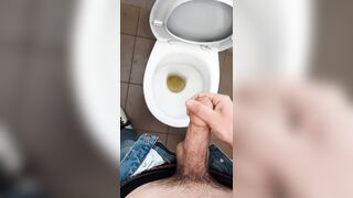 Teen wank his uncut dick in school toilet and cum - 9 image