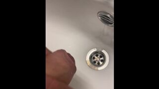 Jerking off in sink at the office on special request - 1 image