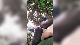 German daddy almost gets caught unpacking dick in nature and reacts with a cum explosion - 1 image