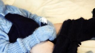 Custom Sweater Fetish gear and cum shot, wool play, wool orgasm. Jumper fetish mohair turtleneck. Cum on underwear. - 6 image