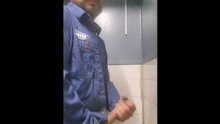 Eating another massive load in the bathroom at work - 1 image