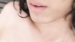 Boyish twink tastes his cum after wanking his smooth cock with tight little balls naked he only wears cap socks sneakers