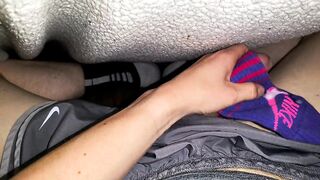 Cum on my stepsisters nike sock while wearing her clothes - 10 image
