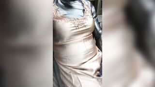 Smoking with my brown satin nightgown and silver shirt - 5 image