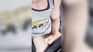 Muscular guy is jerking off in car city Brussel public place - 5 image
