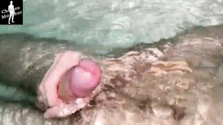 Amateur Guy Moaning While Jerking off Big Cock in Bathtube - 4 image