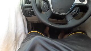 Sitting in the car with a boner wow grab it - 5 image