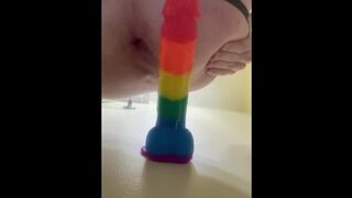 Stretching out the hole with my big 9 inch dildo