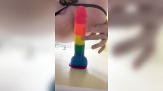 Stretching out the hole with my big 9 inch dildo