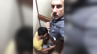 Blowjob and Cum Eating from Stranger in Public Toilet - 2 image