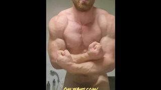 Muscular guy is doing muscle worship - 1 image