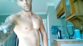 Tatted muscle bro (me) jerks off - 3 image
