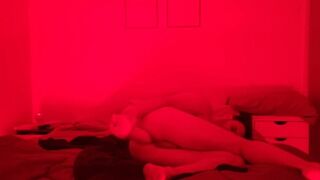 11 masturbating in my bed enjoying a huge dildo anal destruction - 1 image