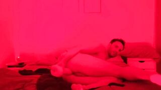 11 masturbating in my bed enjoying a huge dildo anal destruction - 2 image