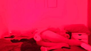 11 masturbating in my bed enjoying a huge dildo anal destruction - 3 image