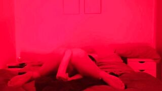 10 masturbating in my bed enjoying a huge dildo anal destruction - 10 image