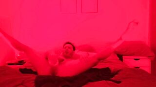 10 masturbating in my bed enjoying a huge dildo anal destruction - 4 image