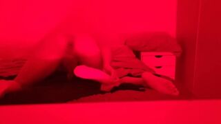 08 masturbating in my bed enjoying a huge dildo anal destruction - 1 image