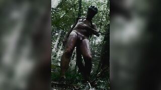 naked bound on a tree and oiled up - 2 image