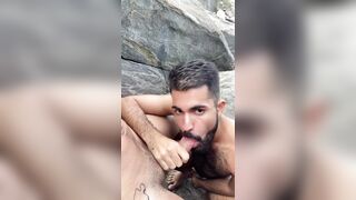Bareback Public Sex - Sucking my husband feeling the sea breeze. - 5 image