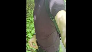 wanking outdoor in the woods - 1 image