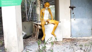 Yellow Plastic Doll / Miserable Humiliation Bodypaint / Naked Body Art #1 - 2 image