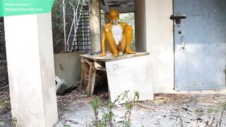 Yellow Plastic Doll / Miserable Humiliation Bodypaint / Naked Body Art #1 - 5 image