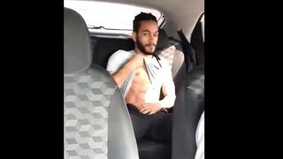 Black gay guy jerking off in the bla bla car - 1 image