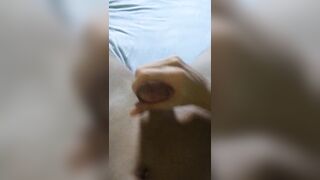 Young man shows off and masturbates his big thick hard pink shaved cock throbbing very horny daylight - 5 image