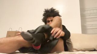 Kinky hair Hispanic teen touches himself and masturbates - 7 image