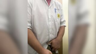 Playing with cock in toilet