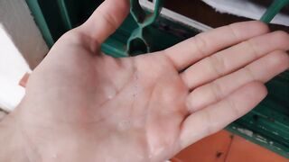 Hand fetish spit and cum on my own and rubbing it out - 10 image