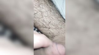 Dick head rubbing my Hairy leg / after cum ( close up - 7 image