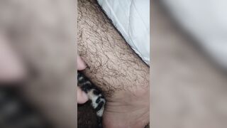 Dick head rubbing my Hairy leg / after cum ( close up - 9 image