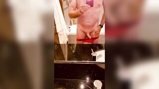 Big cock wank and huge cum shot freshly shaved after morning shower - 5 image