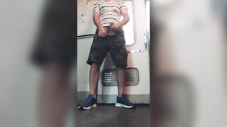 Train jerking & cum... nasty foreign commuter enjoys licking Serbian men sperm wherever he finds it... - 7 image