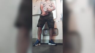 Train jerking & cum... nasty foreign commuter enjoys licking Serbian men sperm wherever he finds it... - 8 image