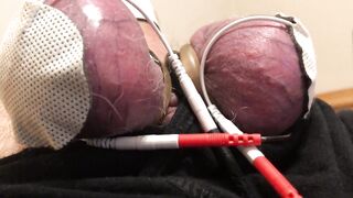 Elvis eases into a hands free orgasm while pulsing electricity through his bound balls and cock. - 3 image