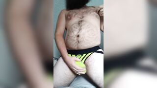 Hairy Chub Bear Cums Through Jockstrap - 3 image