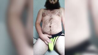 Hairy Chub Bear Cums Through Jockstrap - 9 image