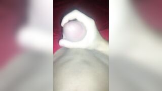 At night while it rains I masturbate my big thick pink dick shaved under the sheet - 8 image