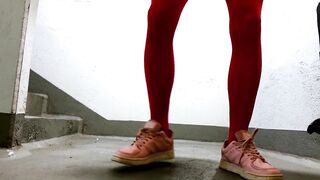 Piss in red pantyhose - 5 image