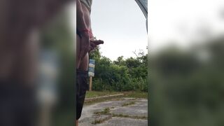 Pissing hard cock in public - 5 image